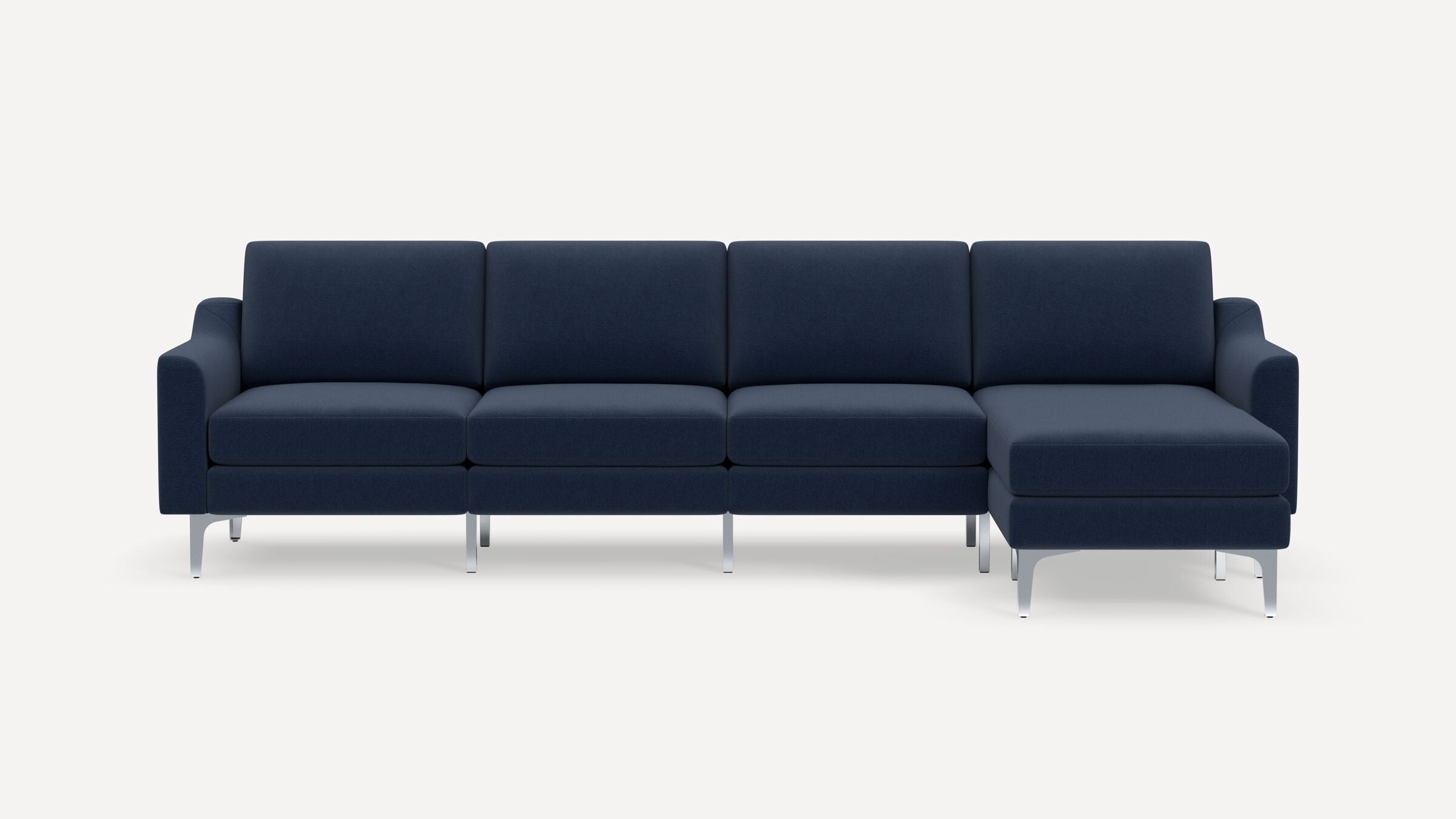 Nomad King Sectional - Navy Blue - Performance Flatweave / Chrome - Metal / Slope - Image 0