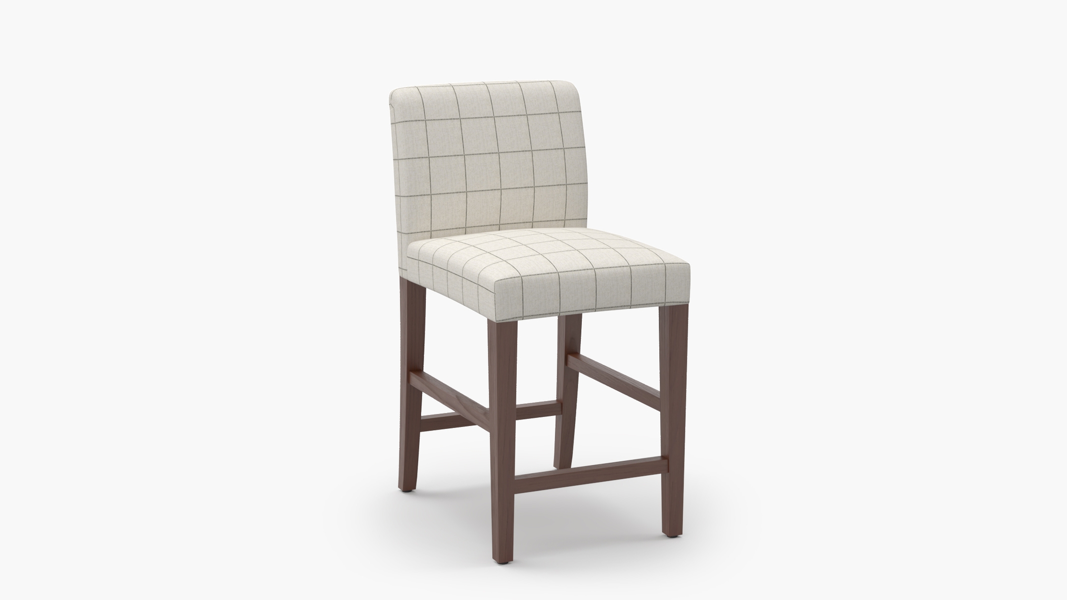 Signature Dining Counter Stool, Coal Windowpane, Walnut Square Tapered Leg - Image 1