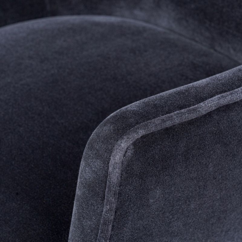 Bernardo Navy Upholstered Brushed Brass Base Office Chair - Image 1