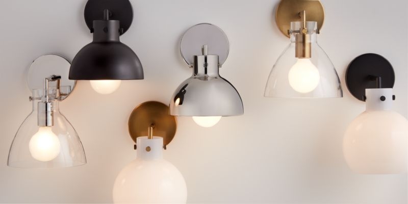 Dakota Brass Sconce Light with Small Milk Glass Globe - Image 2