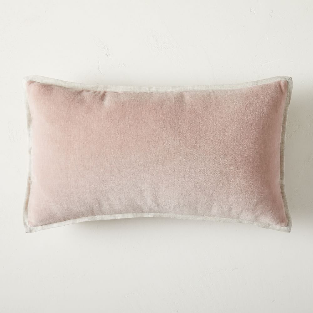 Classic Cotton Velvet Pillow Cover, 12"x21", Adobe Rose, Set of 2 - Image 0