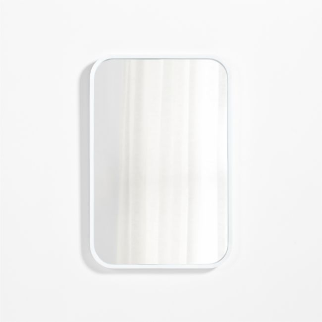 Finn White Wood Rectangle Wall Mirror - Image 0
