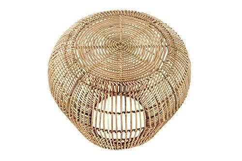 Handwoven Rattan Accent Table with Metal Frame - Image 1
