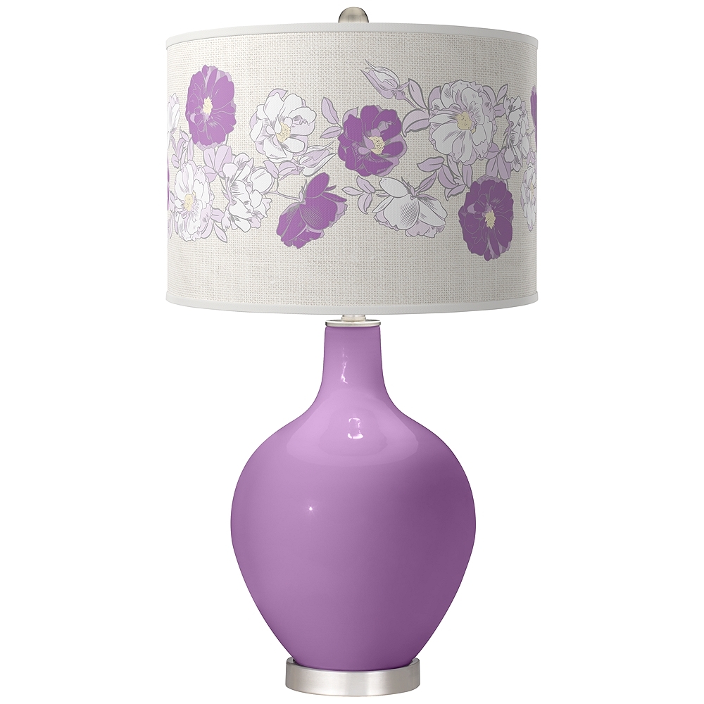 African Violet Rose Bouquet Ovo Table Lamp - Image 0