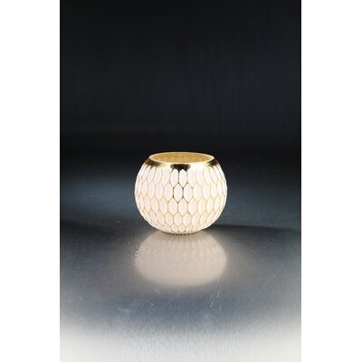 WHT/GOLD 6.29922'' Indoor / Outdoor Glass Table Vase - Image 0