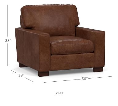 Turner Square Arm Leather Grand Armchair 43", Down Blend Wrapped Cushions, Churchfield Camel - Image 3