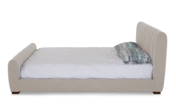 Beige/White Camille Mid Century Modern Bed - Merit Dove - Mocha - Queen - Image 4