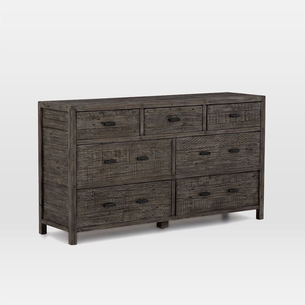 Modern (63") Mixed Reclaimed Wood 7-Drawer Dresser, Black Olive - Image 0