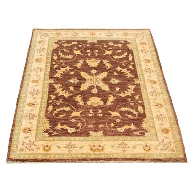 One-of-a-Kind Deviyon Hand-Knotted New Age 4'7" x 6'10" Wool Area Rug in Dark Brown/Cream - Image 0