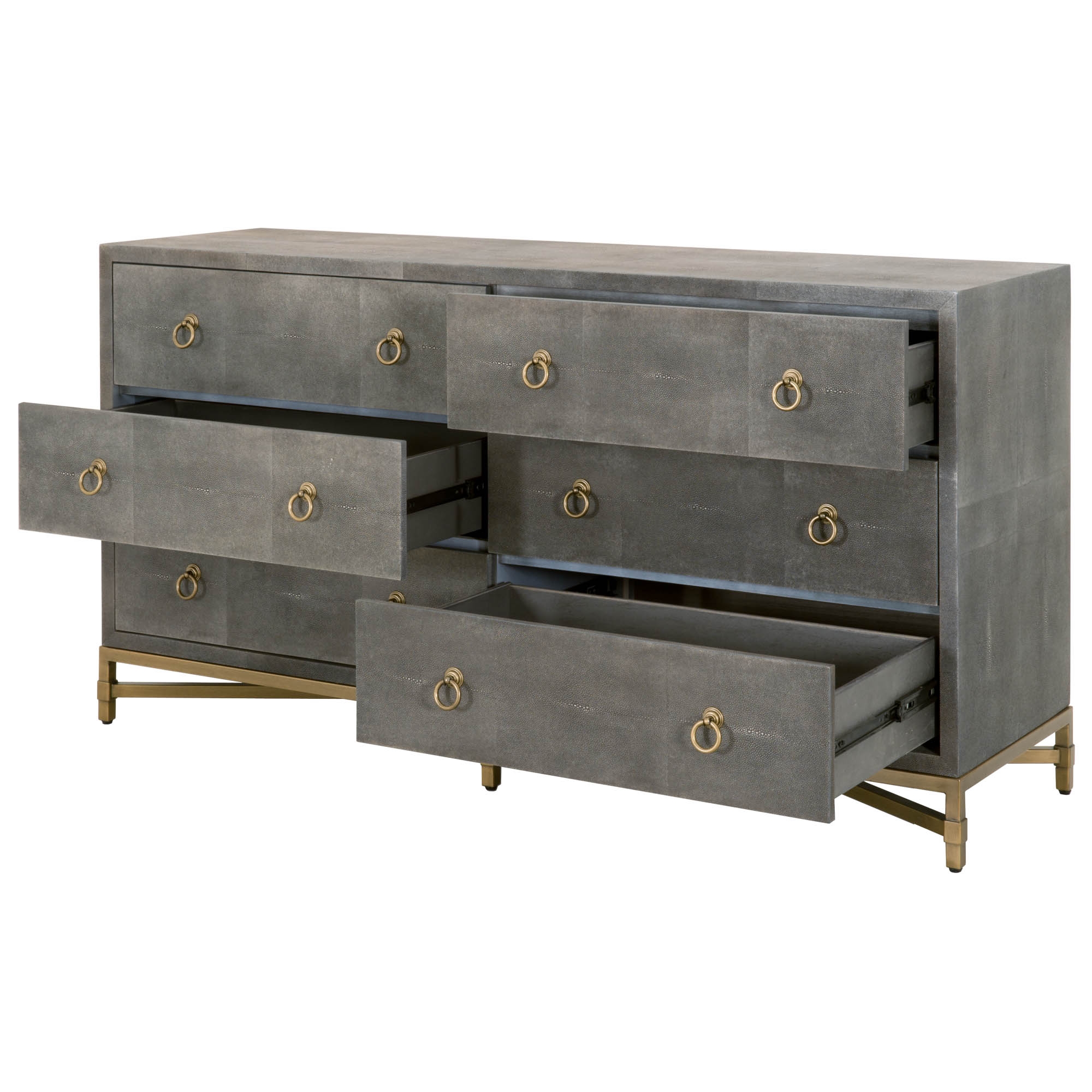 Colette Shagreen 6-Drawer Double Dresser, Gray - Image 3