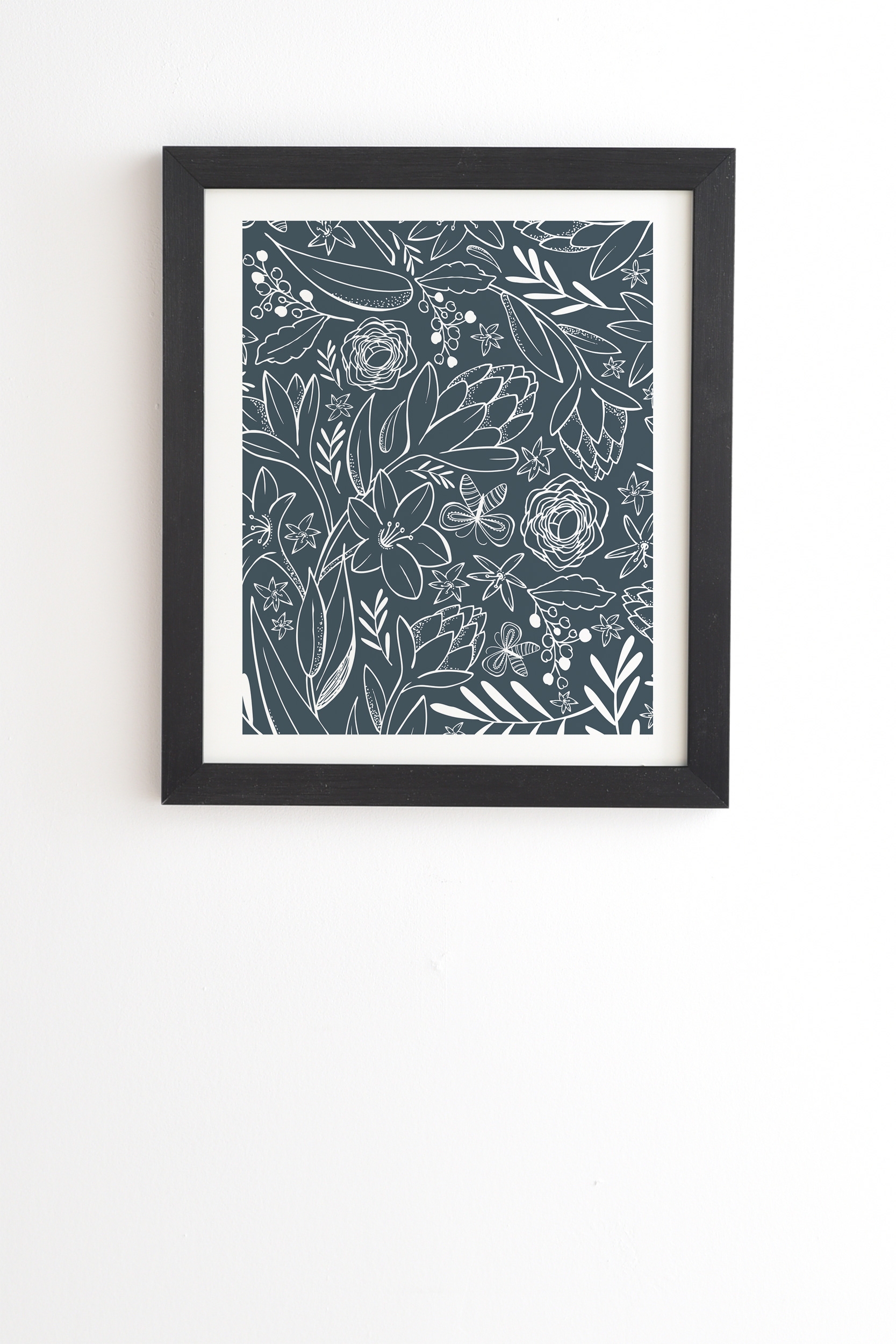 Botanical Sketchbook Midnight by Heather Dutton - Framed Wall Art Basic Black 14" x 16.5" - Image 0