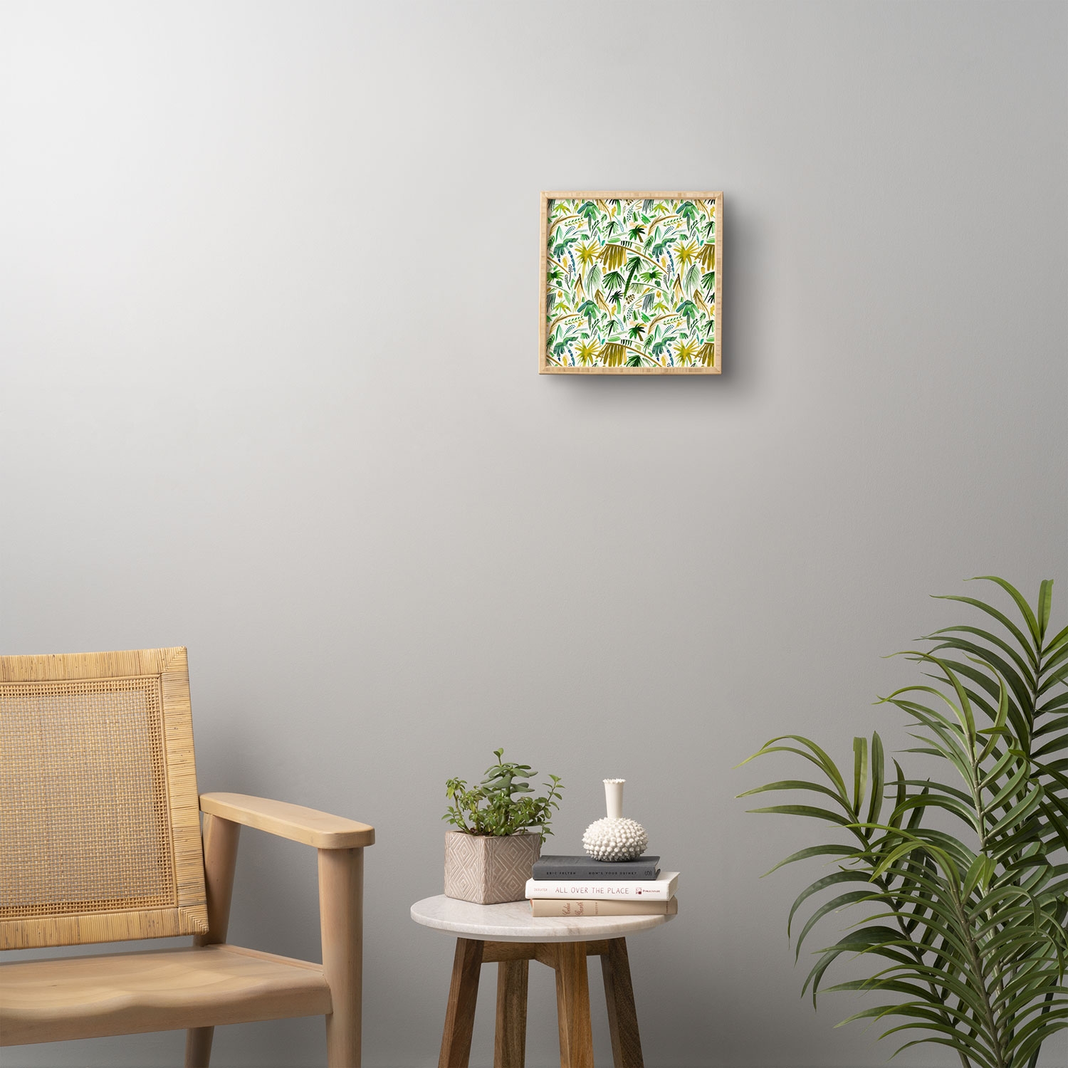 Tropical Expressive Palms by Ninola Design - Framed Wall Art Bamboo 30" x 30" - Image 1