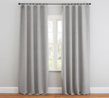 Custom Classic Belgian Flax Linen Rod Pocket Blackout Curtain, Chambray Gray, 48 x 48" - Image 1