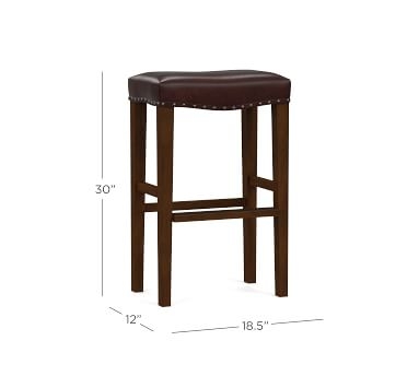 Manchester Leather Backless Counter Height Bar Stool, Espresso Frame, Vegan Java - Image 3