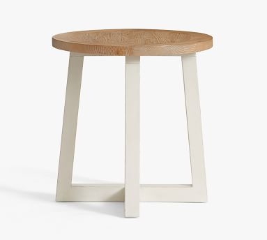 St. Augustine Round End Table, Beach White &amp; Creek Natural - Image 4
