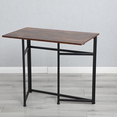 Small Computer Desk Home Office Desk Foldable Table Workstation For Small Places (Rustic Brown And Black) - Image 0