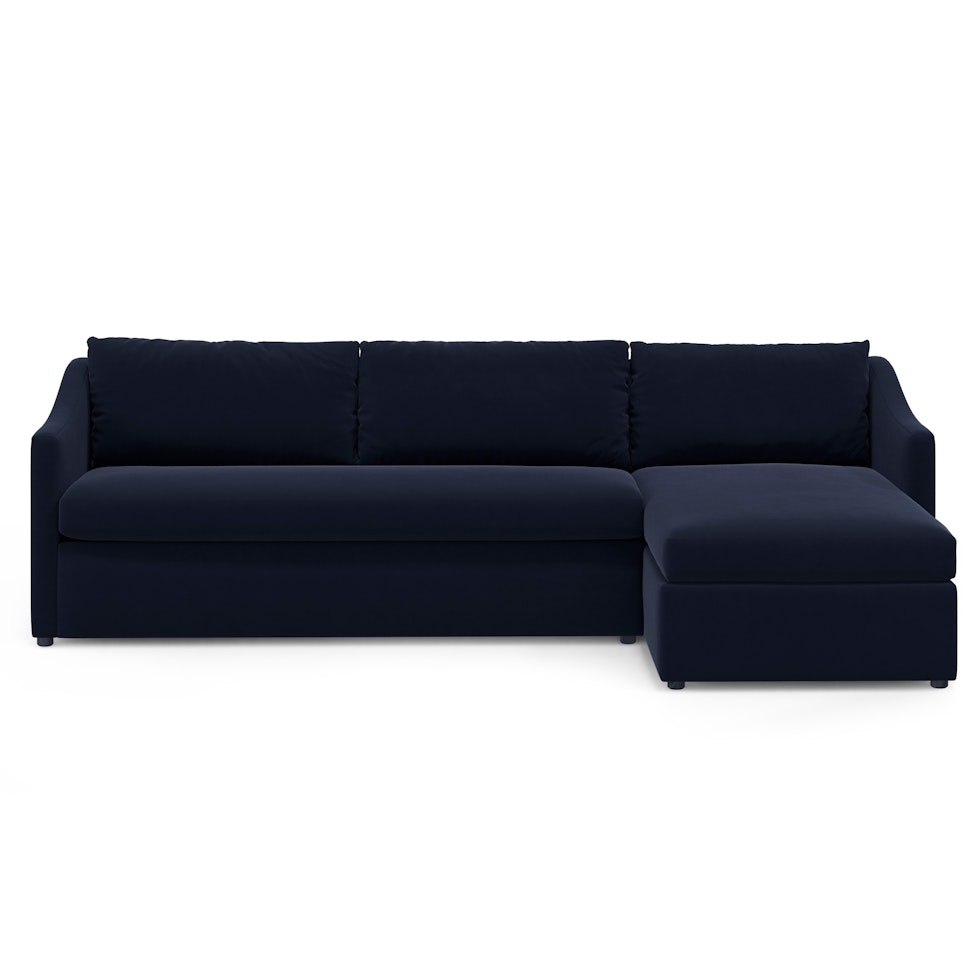 Landry 109" Velvet Right Storage Sleeper Sectional - Hale Ink - Image 0