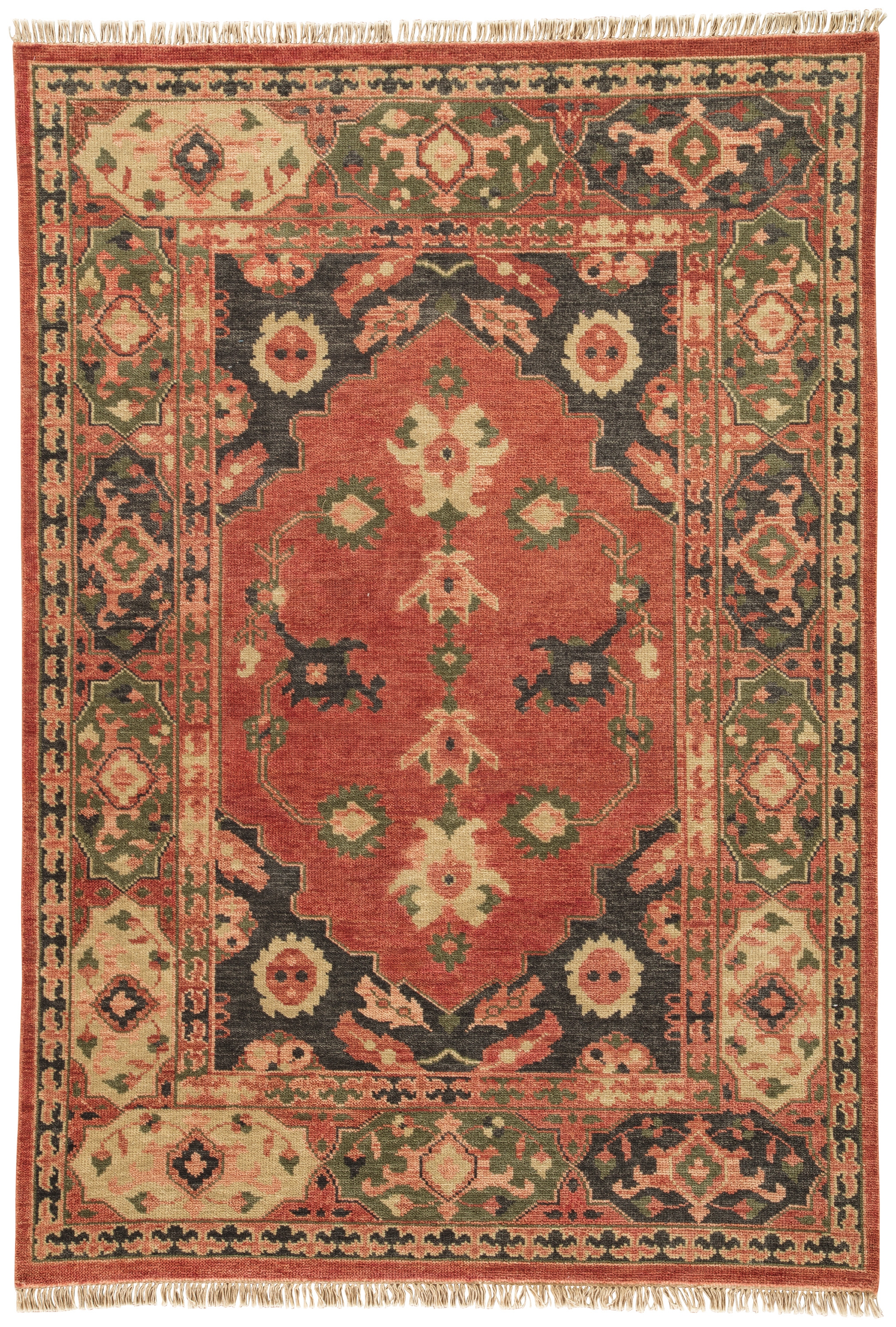 Artemis by Azra Hand-Knotted Floral Red/ Black Area Rug (9' X 12') - Image 0