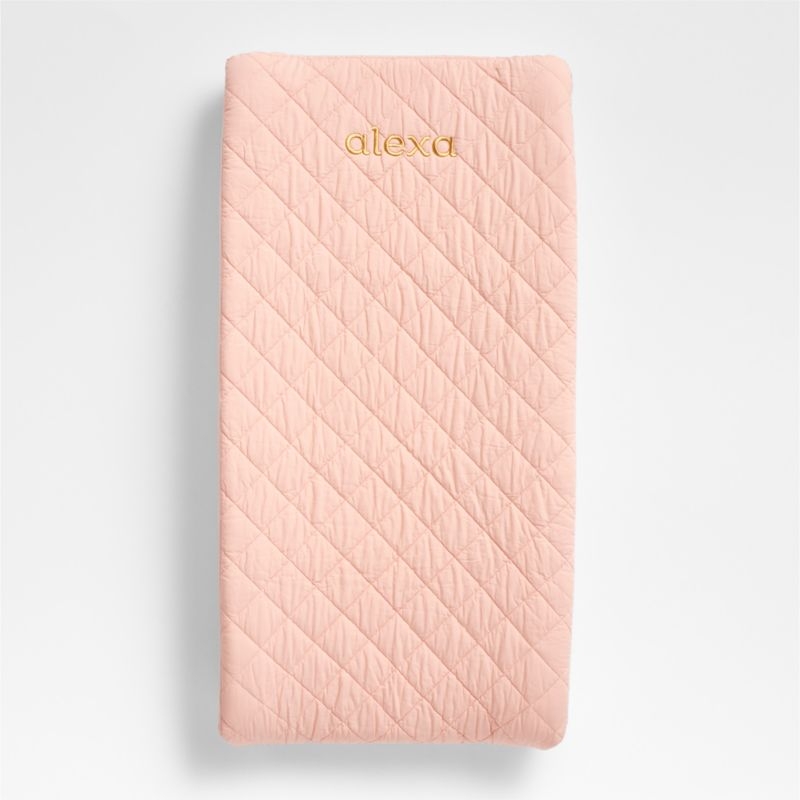 Cozy Cloud Elegant Pink Washed Organic Cotton Baby Changing Pad Cover - Image 3