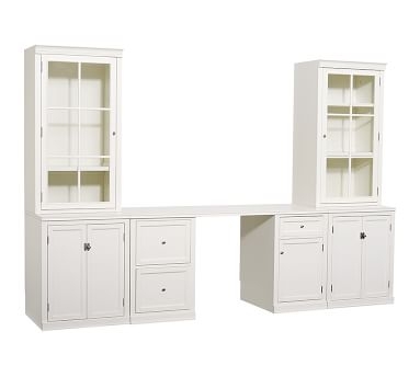 Logan Desk with Open Hutch & Cabinet Base, Alabaster, 110" Wide - Image 3
