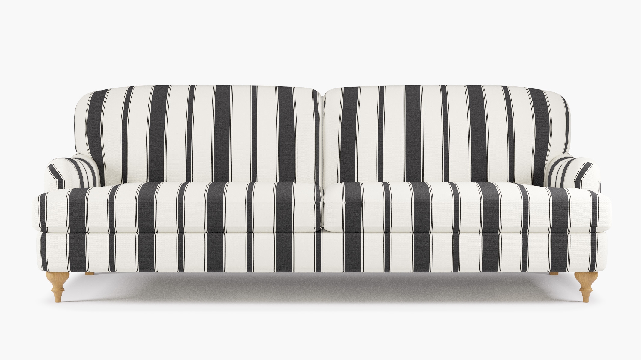 English Roll Arm Sofa, Ink Clarence Stripe, Natural Turned Wood Leg - Image 0