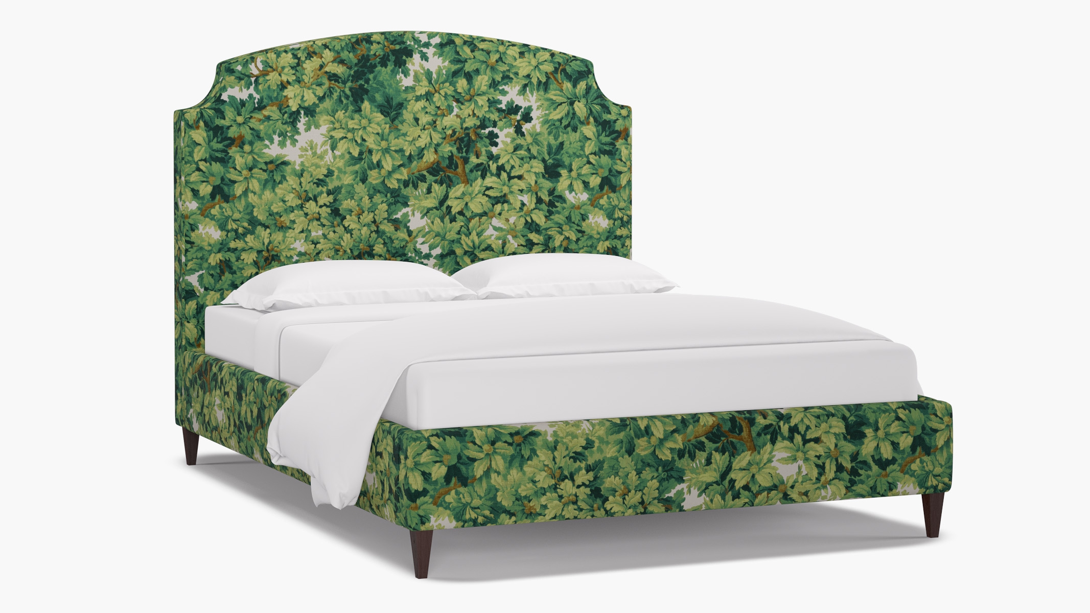 Cove Bed, Verdure Bois De Chene, Espresso Square Tapered Leg, Queen - Image 1