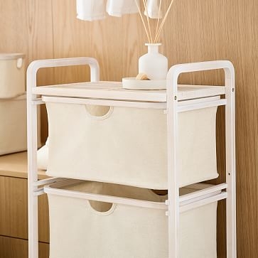 Bamboo Soft Closet Shelf With Drawers, Natural White - Image 2