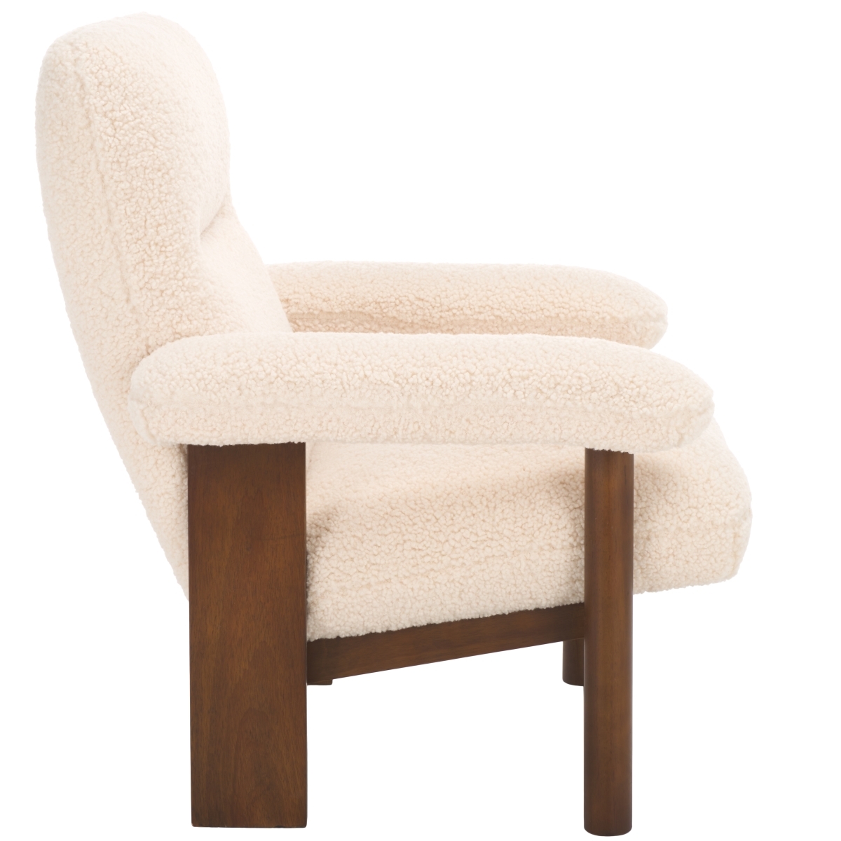 Attwell Accent Chair - Cream Faux Shearling / Brown - Safavieh - Image 7