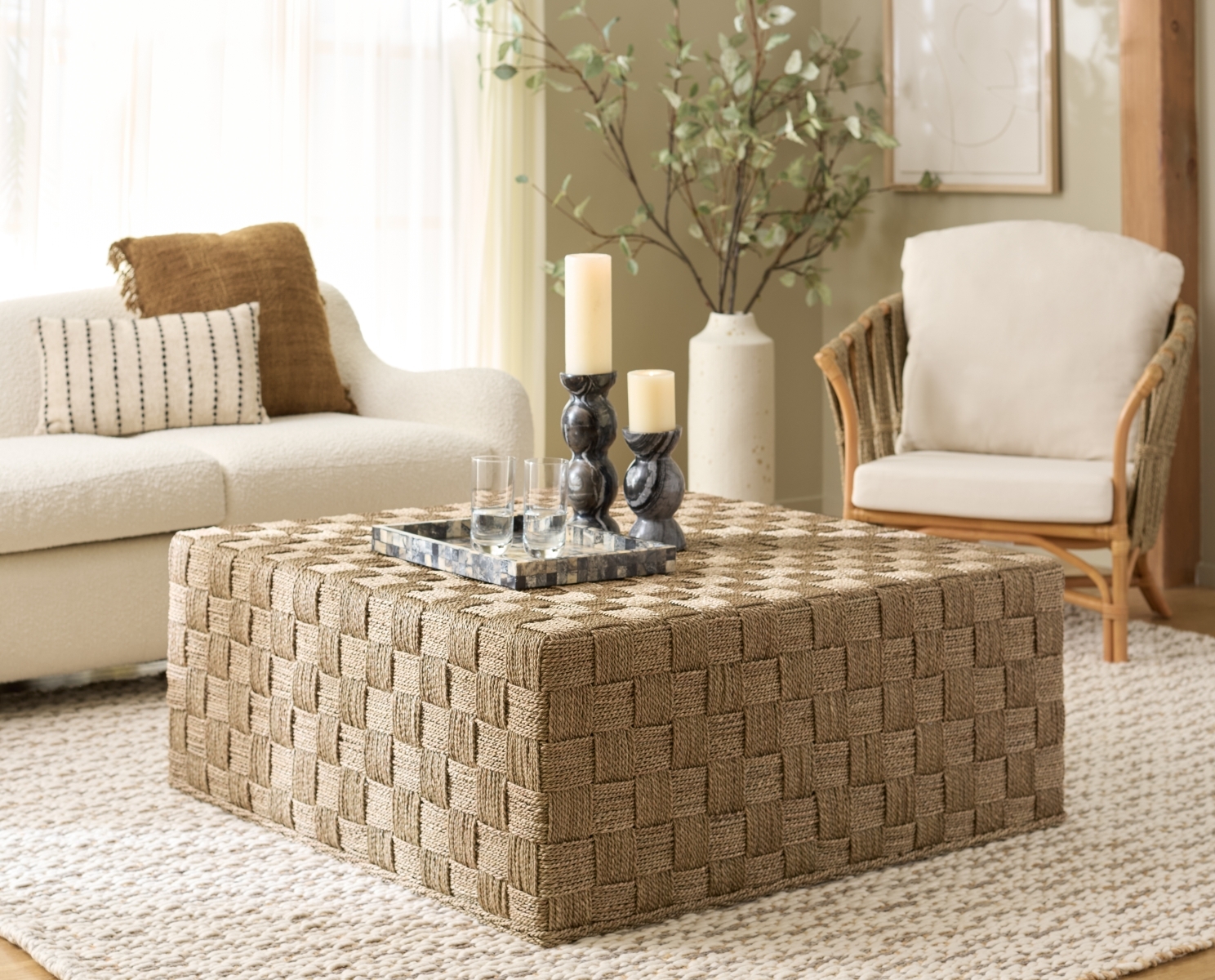 Norabelle Seagrass Coffee Table - Natural - Image 1