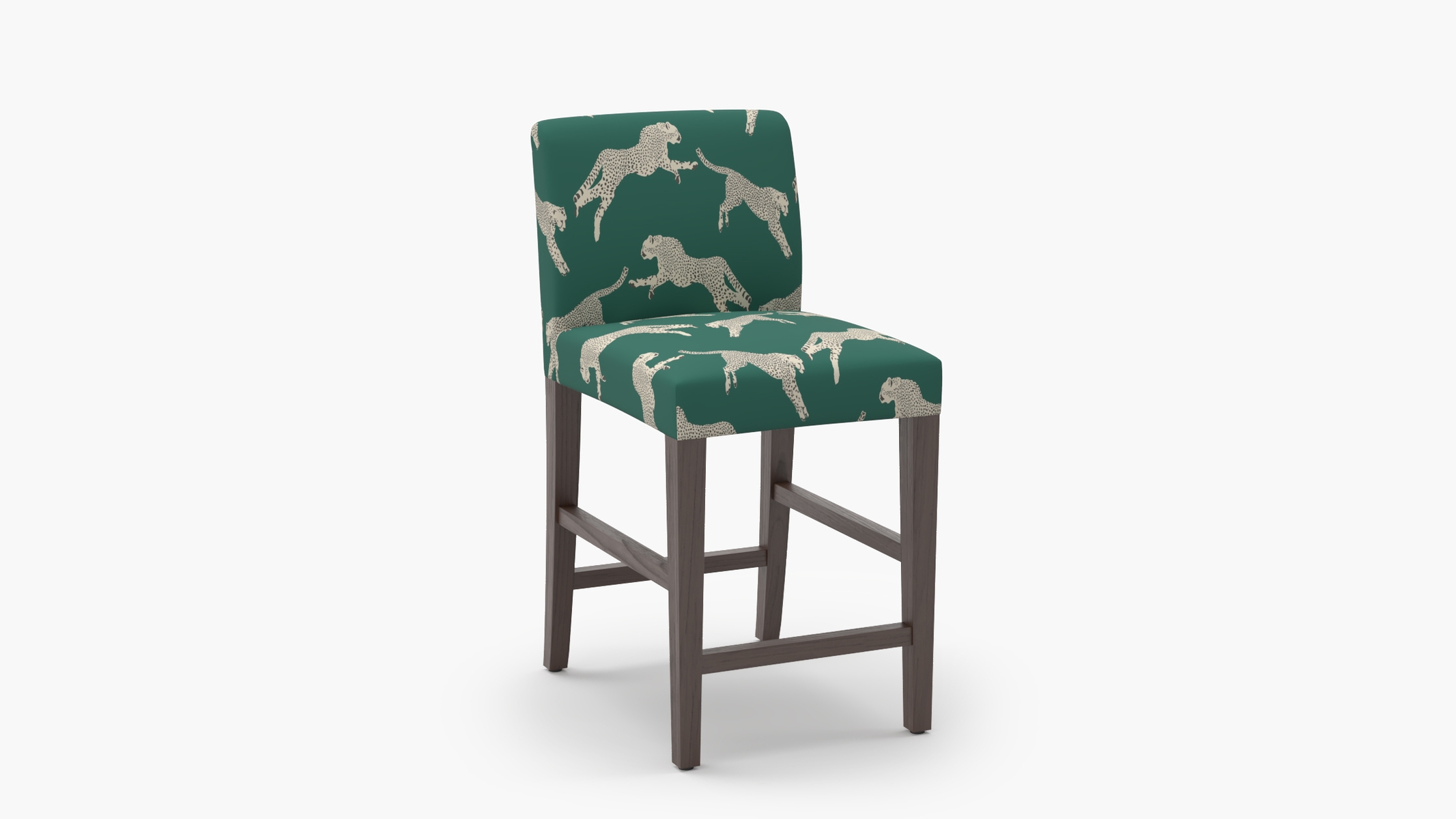 Signature Dining Counter Stool, Polo Green Cheetah, Espresso Square Tapered Leg - Image 1