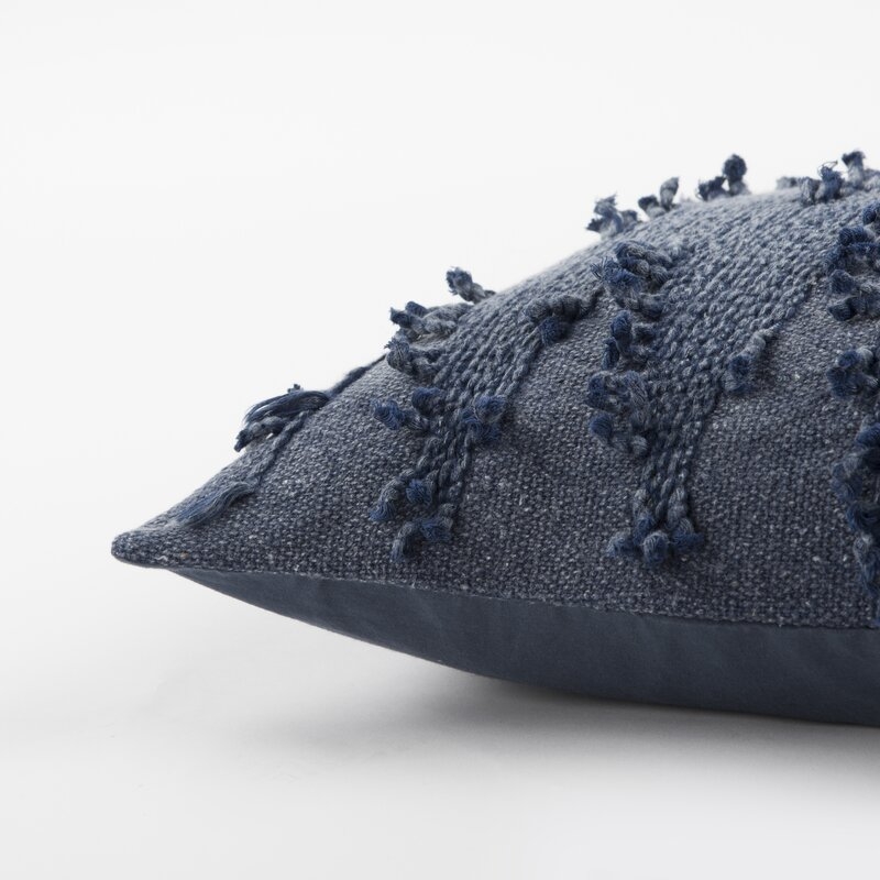 Horrell Cotton Lumbar Pillow Cover & Insert, Blue, 26" x 14" - Image 2