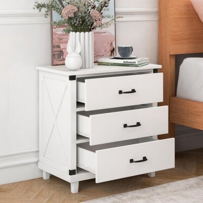 Modern Bedroom Nightstand With 3 Drawers Storage - Image 0