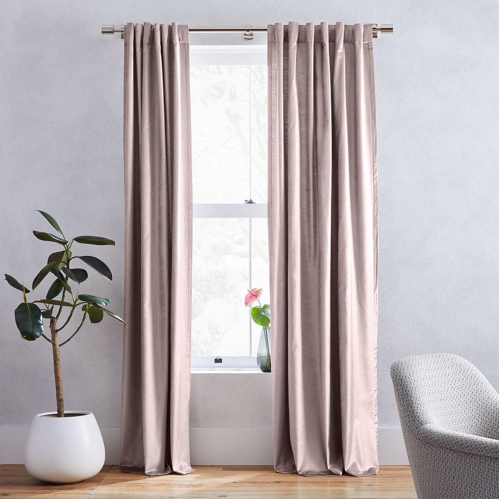 Luster Velvet Curtain with Cotton Lining, Dusty Blush, 48"x84" - Image 0