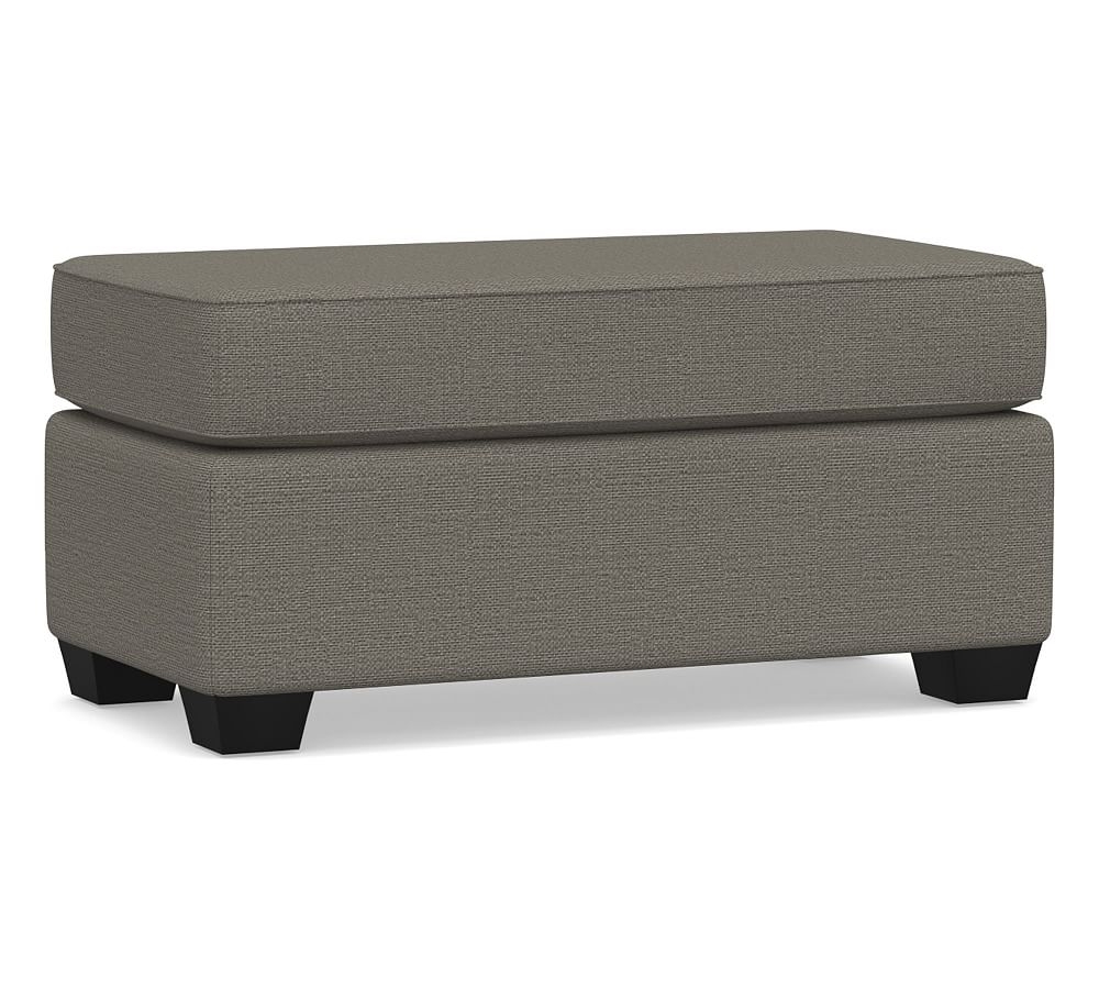 SoMa Fremont Upholstered Ottoman, Polyester Wrapped Cushions, Chunky Basketweave Metal - Image 0