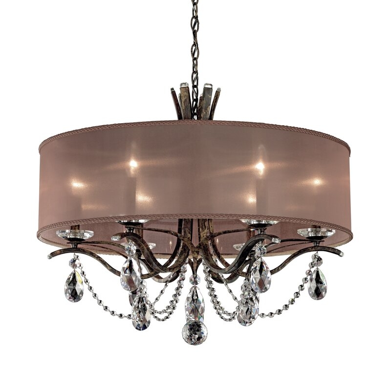 Schonbek Vesca 6 - Light Candle Style Drum Chandelier with Crystal Accents - Image 0