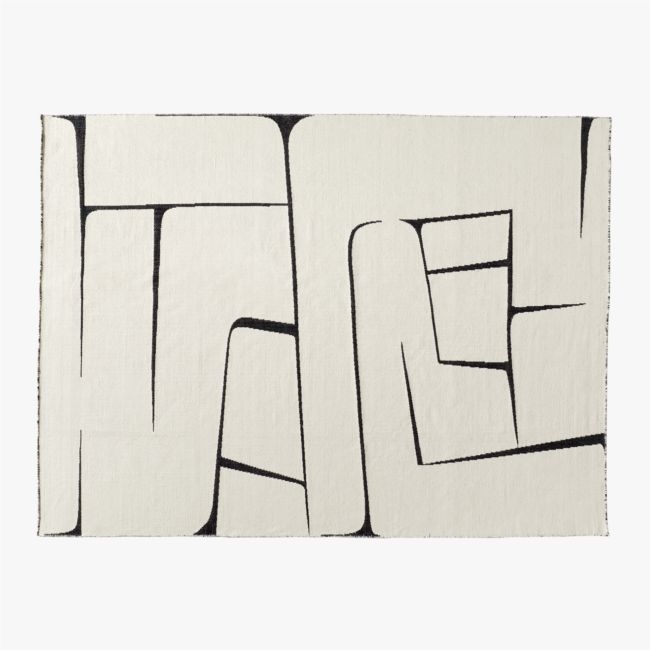 Faro Handwoven Performance White and Black Indoor/Outdoor Area Rug 9'x12' - Image 0