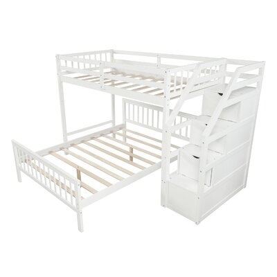 Twin Over Full Loft Bed, With Storage, Gray (New) - Image 0