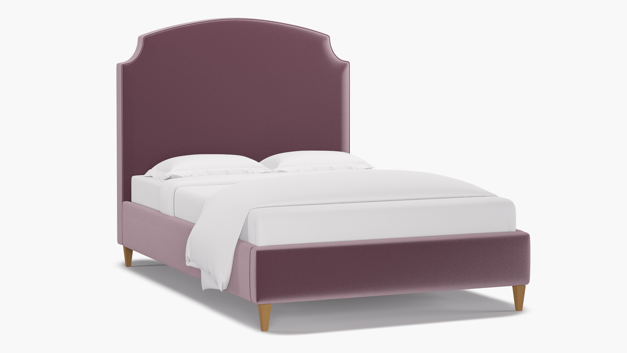 Cove Bed, Lavender Performance Plush Velvet, Natural Square Tapered Leg, Full - Image 1