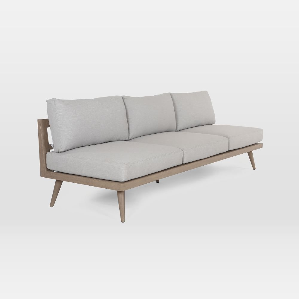 Teak Wood Frame Outdoor Sofa, 90", Stone Gray - Image 0