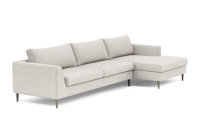 Asher Right Sectional with Beige Wheat Fabric, extended chaise, and Plated legs - Image 1