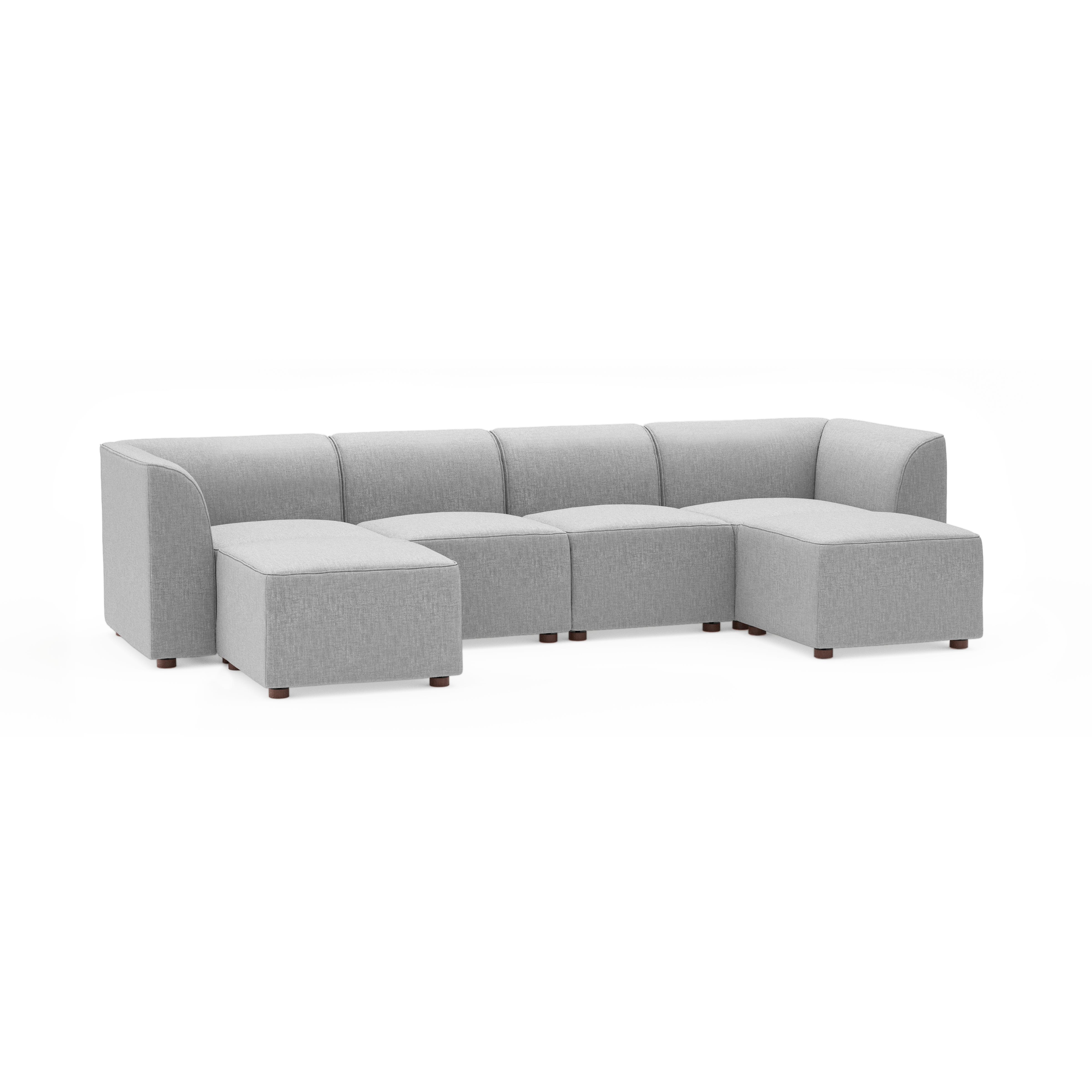 Mambo 6-Piece Double Sectional Lounger - Crushed Gravel - Performance Basketweave / High - Image 0