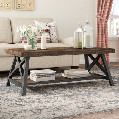 Isakson Trestle Coffee Table with Storage - Image 2