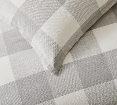 Ivory/Smoke Bryce Buffalo Check Cotton Duvet Cover, Full/Queen - Image 1