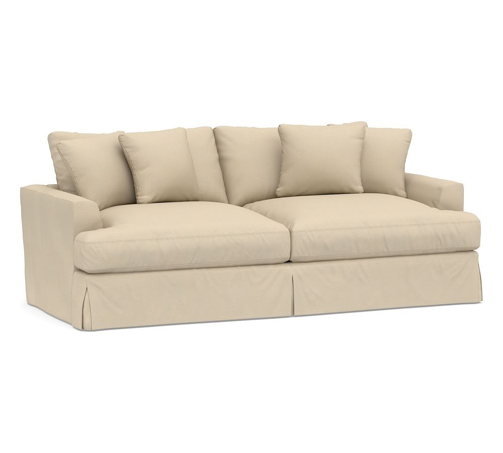 Sullivan Fin Arm Slipcovered Deep Seat Sofa 86", Down Blend Wrapped Cushions, Park Weave Oatmeal - Image 0