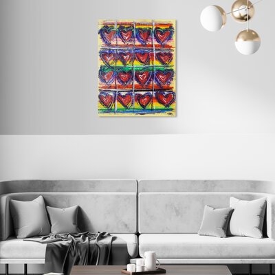 'Heart Blue Bar' - Wrapped Canvas Print on Canvas - Image 0