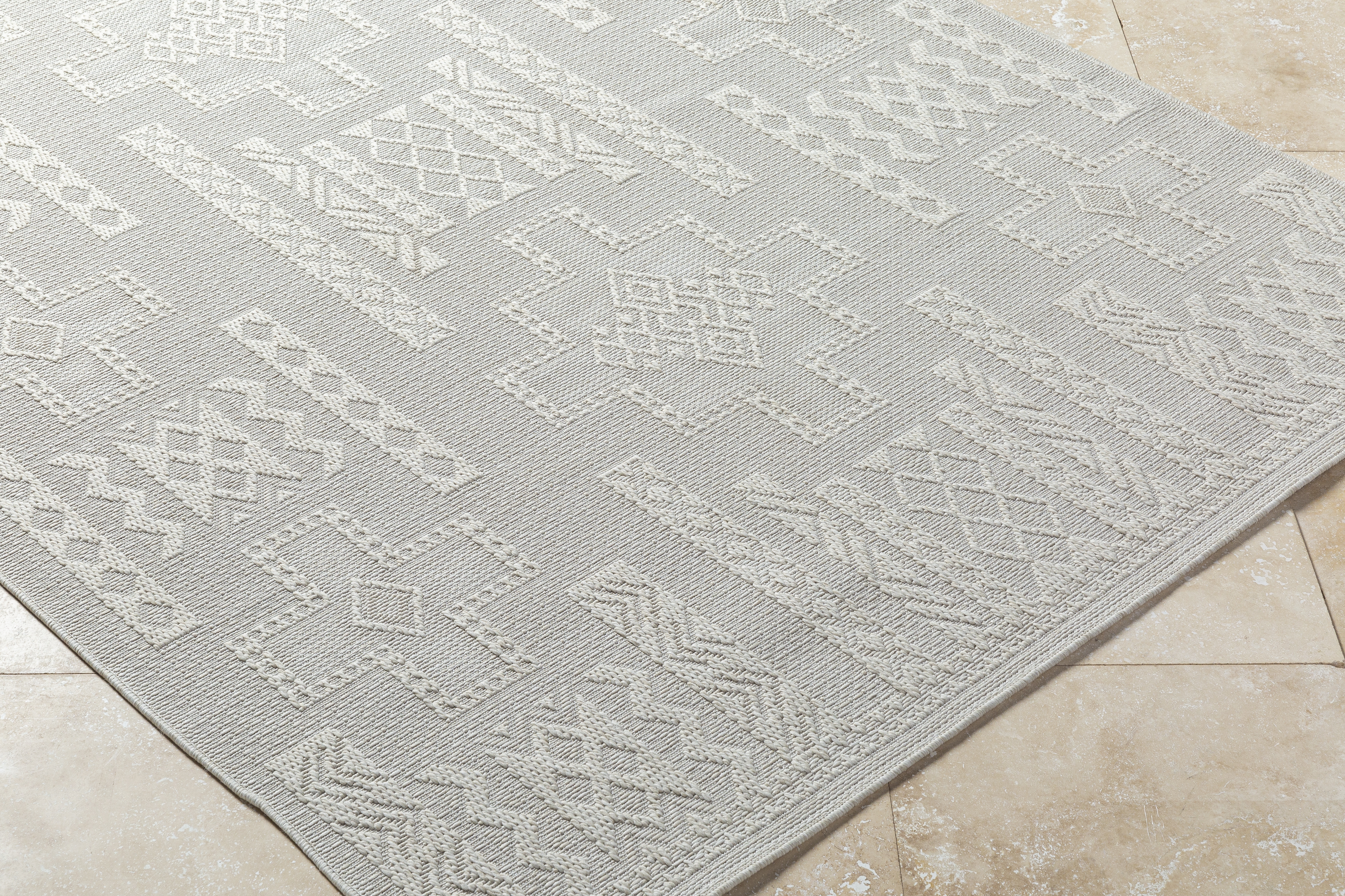 Sandra Beige Outdoor 6'7" x 9' Machine Woven Rug - Image 5