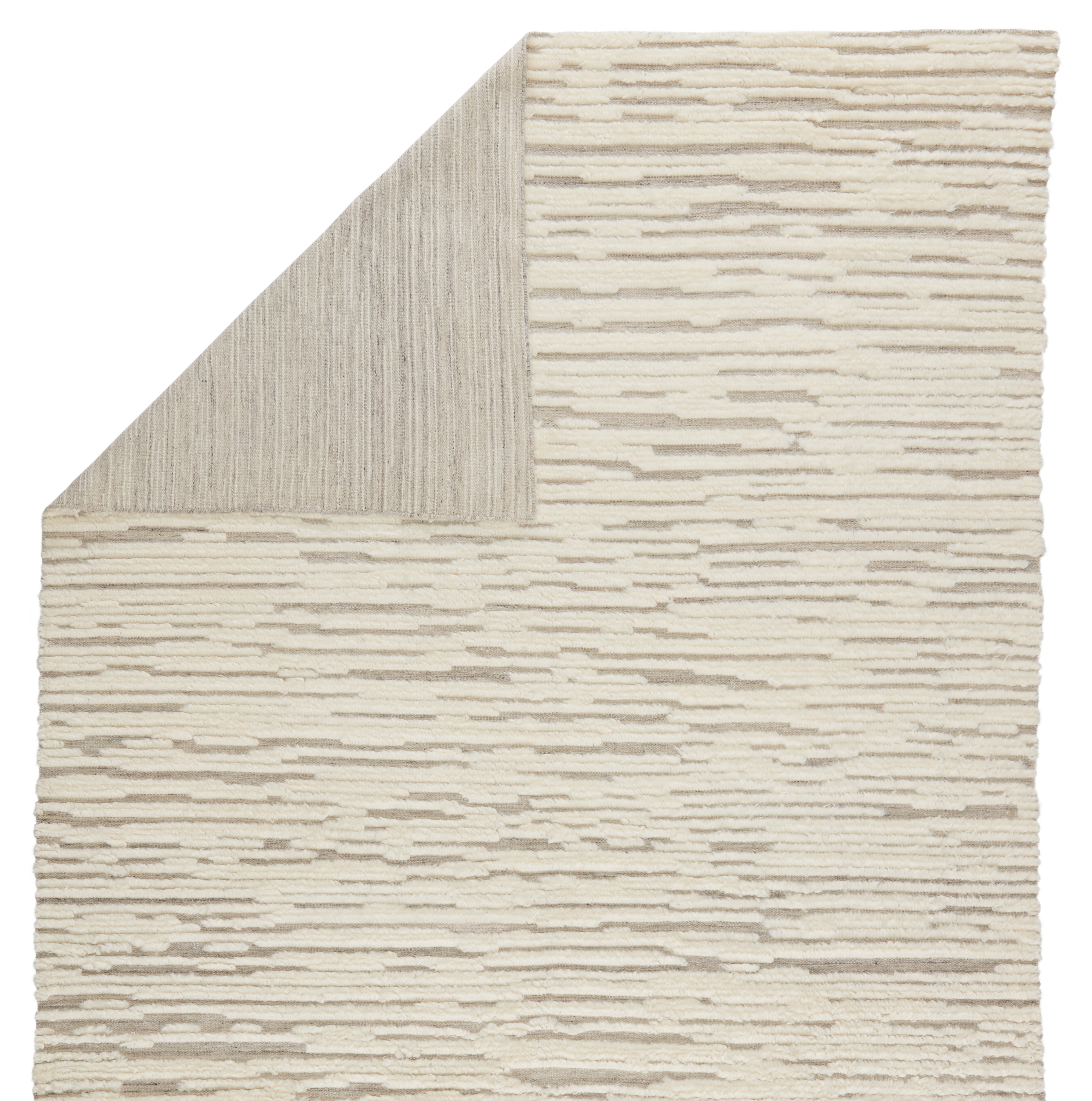 Tambour Hand-Knotted Striped Ivory/ Light Gray Area Rug (6'X9') - Image 2