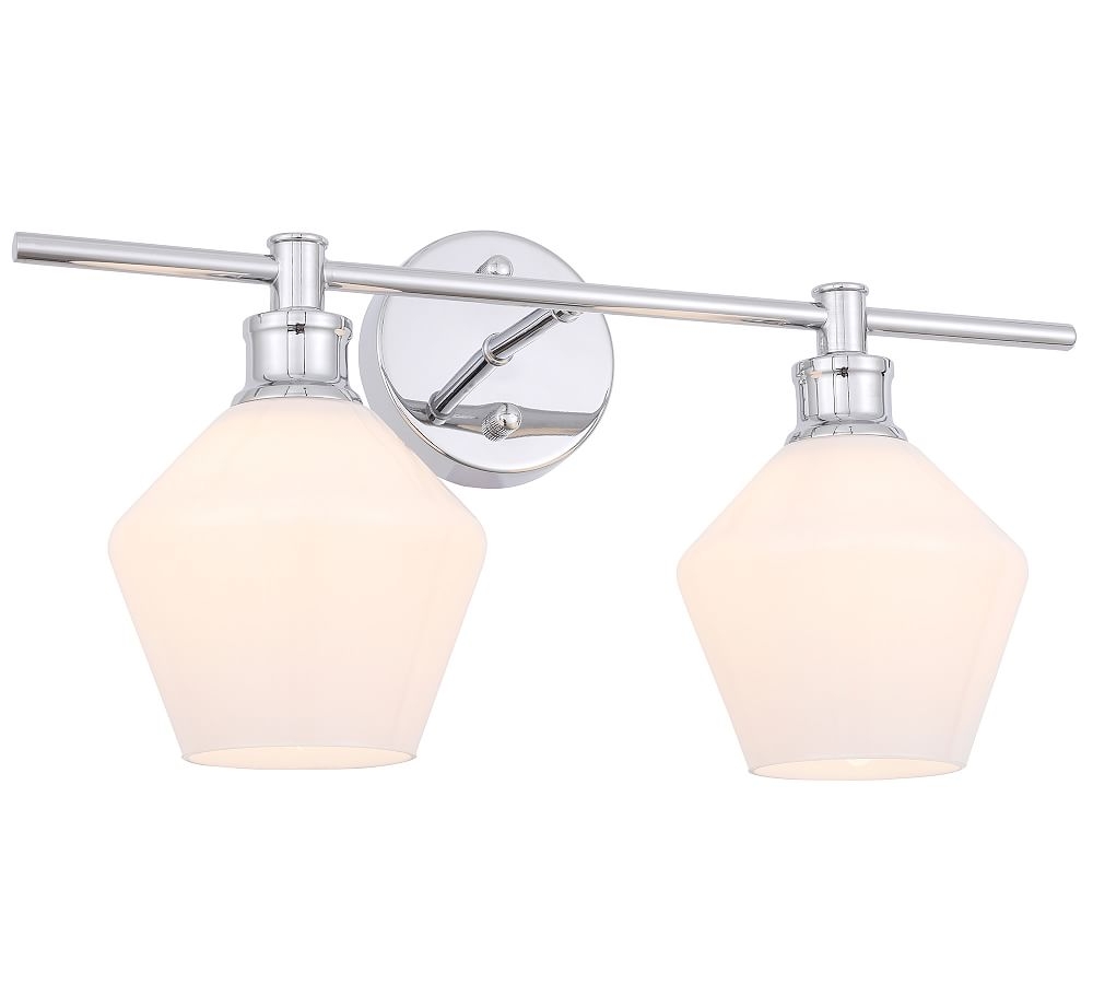 Tolari Double Sconce, 19.1", Chrome and Frosted White Glass - Image 0