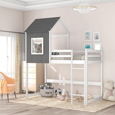 Twin Solid Wood Loft Bed With Roof - Image 0