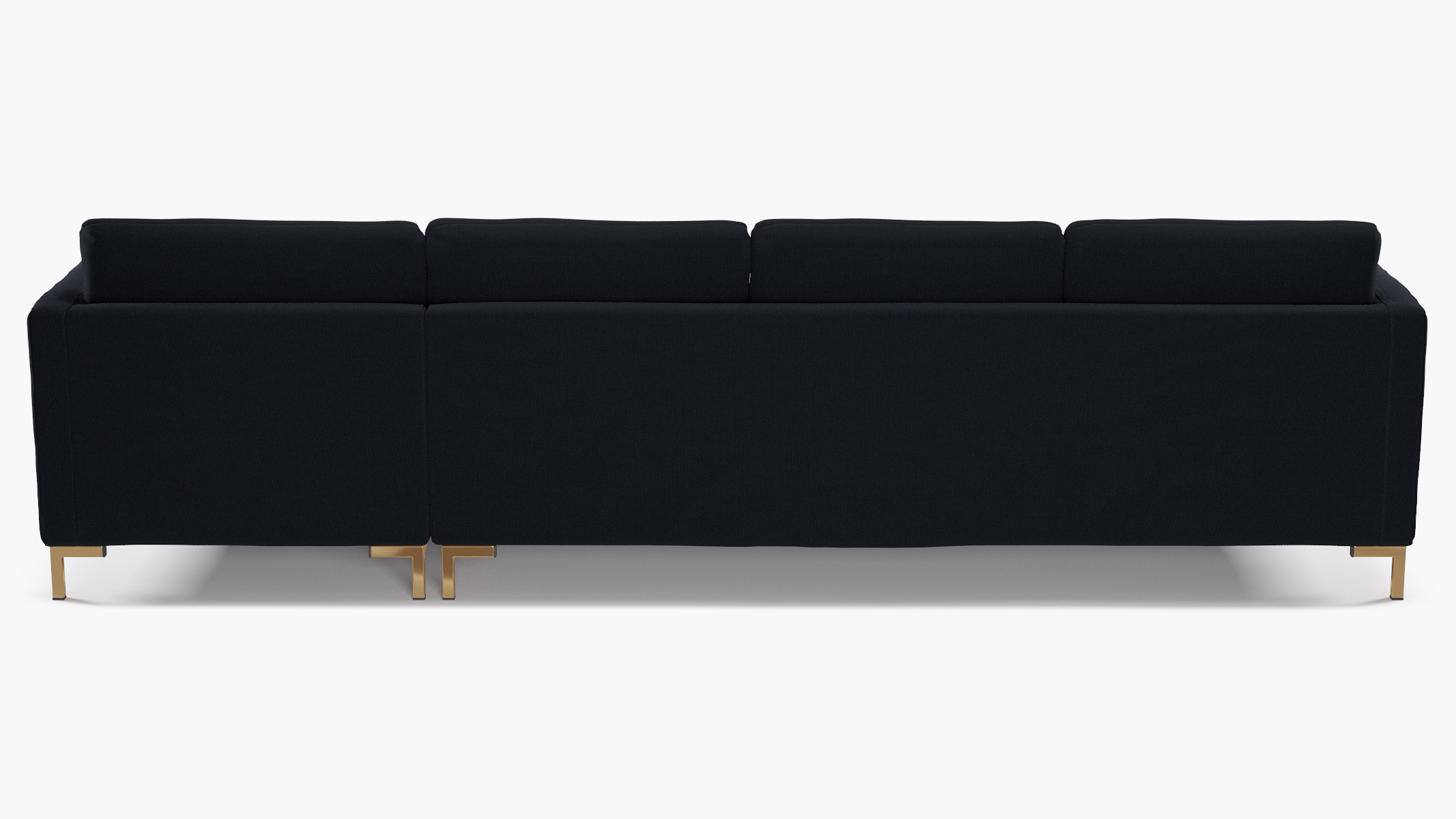 Right Facing Modern Sectional, Navy Everyday Linen, Brass - Image 3